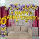 Purple Golden Anniversary Backdrop Decoration